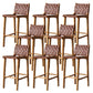 Contemporary Armless Low Back Bar Stool with Solid Wood Base