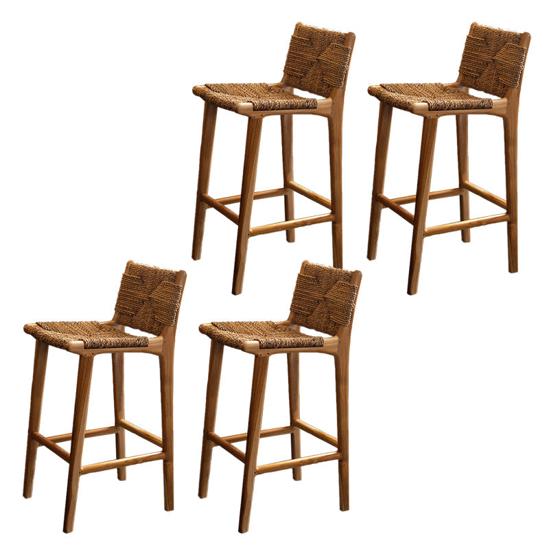 Contemporary Armless Low Back Bar Stool with Solid Wood Base