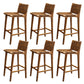 Contemporary Armless Low Back Bar Stool with Solid Wood Base