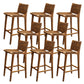 Contemporary Armless Low Back Bar Stool with Solid Wood Base