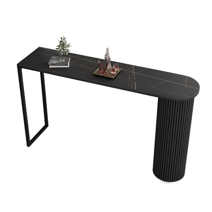 Contemporary Sintered Stone Top Counter High Table with Double Pedestal Black Without Chairs Clearhalo 'Bar Furniture' 'Bar Tables' 'bar_tables' 'furn' 'furn_bar_tables' 'Furniture' 'Kitchen & Dining Furniture' 7826877