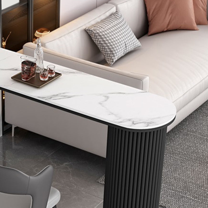 Contemporary Sintered Stone Top Counter High Table with Double Pedestal Clearhalo 'Bar Furniture' 'Bar Tables' 'bar_tables' 'furn' 'furn_bar_tables' 'Furniture' 'Kitchen & Dining Furniture' 7826881