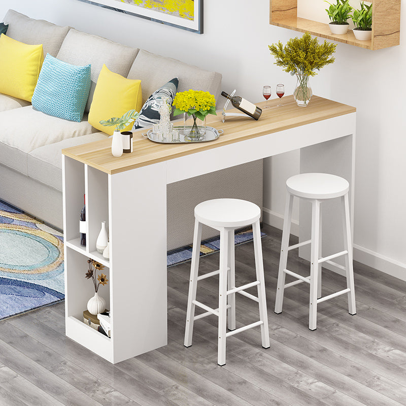 39.4-inch Double Pedestal Rectangle Table for Kitchen Dining Room Walnut Clearhalo 'Bar Furniture' 'Bar Tables' 'bar_tables' 'furn' 'furn_bar_tables' 'Furniture' 'Kitchen & Dining Furniture' 7826914