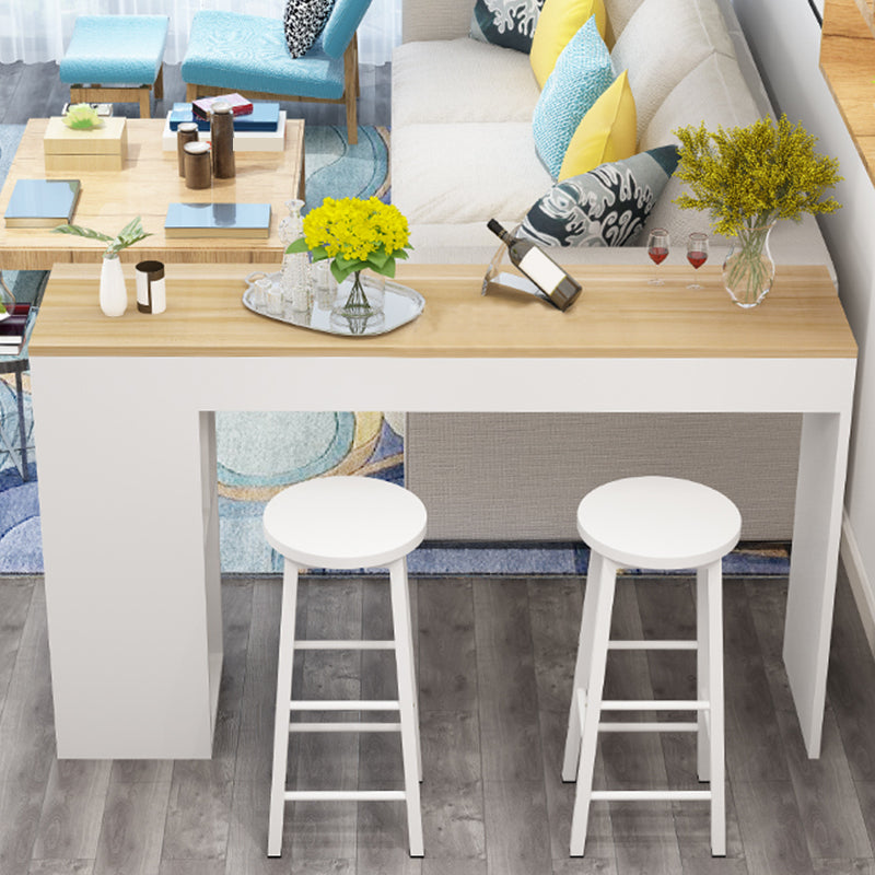 39.4-inch Double Pedestal Rectangle Table for Kitchen Dining Room Clearhalo 'Bar Furniture' 'Bar Tables' 'bar_tables' 'furn' 'furn_bar_tables' 'Furniture' 'Kitchen & Dining Furniture' 7826921