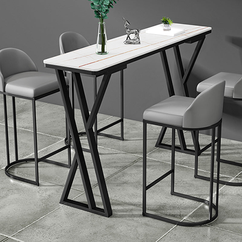 Matte Finish Stone Top Pub Table with Metal Base for Dining Room Clearhalo 'Bar Furniture' 'Bar Tables' 'bar_tables' 'furn' 'furn_bar_tables' 'Furniture' 'Kitchen & Dining Furniture' 7826968