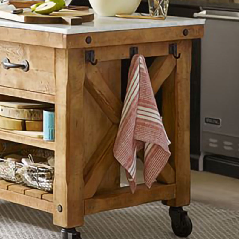 Modern Rectangle Kitchen Cart with Pine Wood Base and 2 Drawers Clearhalo 'furn' 'furn_kitchen_islands_carts' 'Furniture' 'Kitchen & Dining Furniture' 'Kitchen Islands & Carts' 'kitchen_islands_carts' 7827010