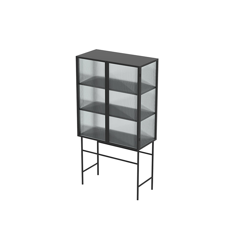 Puertas de vidrio de estilo moderno Mesa de buffet de metal con 2 puertas