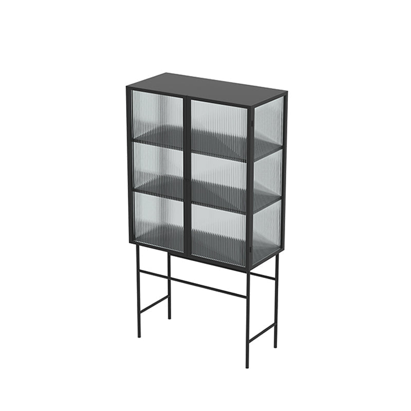 Puertas de vidrio de estilo moderno Mesa de buffet de metal con 2 puertas
