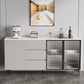 35.4 "Puertas de vidrio altas Comedor Buffet Buffet Gris aparador con cajones y almacenamiento
