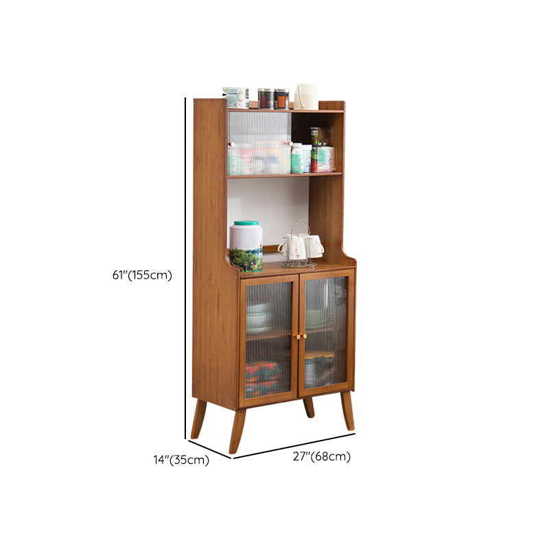 Mesa de vidrio de gabinete de aparador de bambú marrón contemporáneo