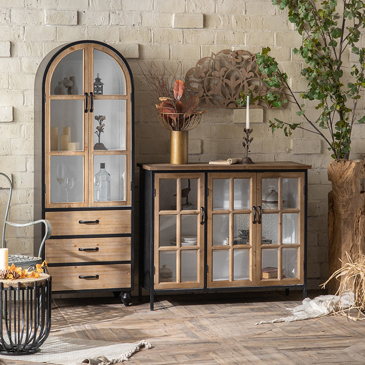 Traditional Solid Wood Display Stand Glass Doors Storage Cabinet for Living Room Clearhalo 'Display & China Cabinets' 'display_china_cabinets' 'furn' 'furn_display_china_cabinets' 'Furniture' 'Kitchen & Dining Furniture' 7827217