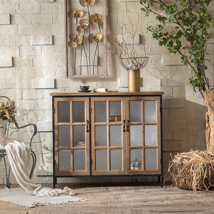 Traditional Solid Wood Display Stand Glass Doors Storage Cabinet for Living Room 43"L x 15"W x 36"H Black-Brown Clearhalo 'Display & China Cabinets' 'display_china_cabinets' 'furn' 'furn_display_china_cabinets' 'Furniture' 'Kitchen & Dining Furniture' 7827218