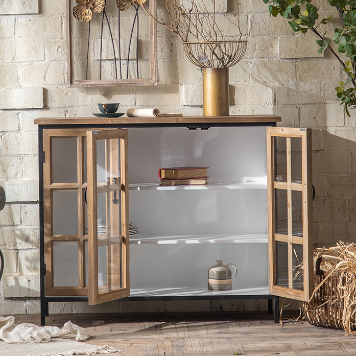 Traditional Solid Wood Display Stand Glass Doors Storage Cabinet for Living Room Clearhalo 'Display & China Cabinets' 'display_china_cabinets' 'furn' 'furn_display_china_cabinets' 'Furniture' 'Kitchen & Dining Furniture' 7827230