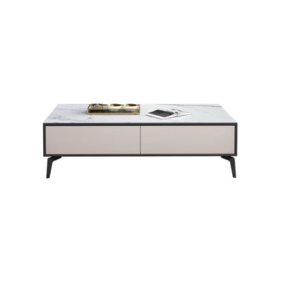White Contemporary 4 Legs Slate Rectangular Coffee Cocktail Table