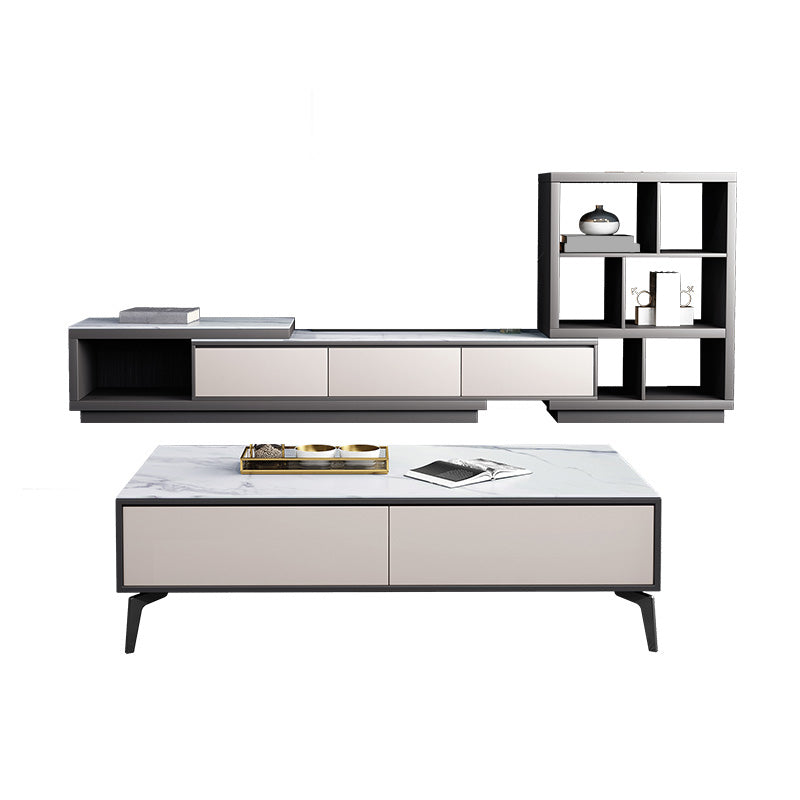 White Contemporary 4 Legs Slate Rectangular Coffee Cocktail Table