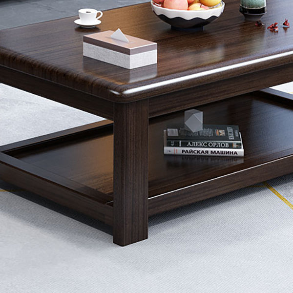 16"H Mid-Century Modern Coffee Cocktail Table with Storage Shelf