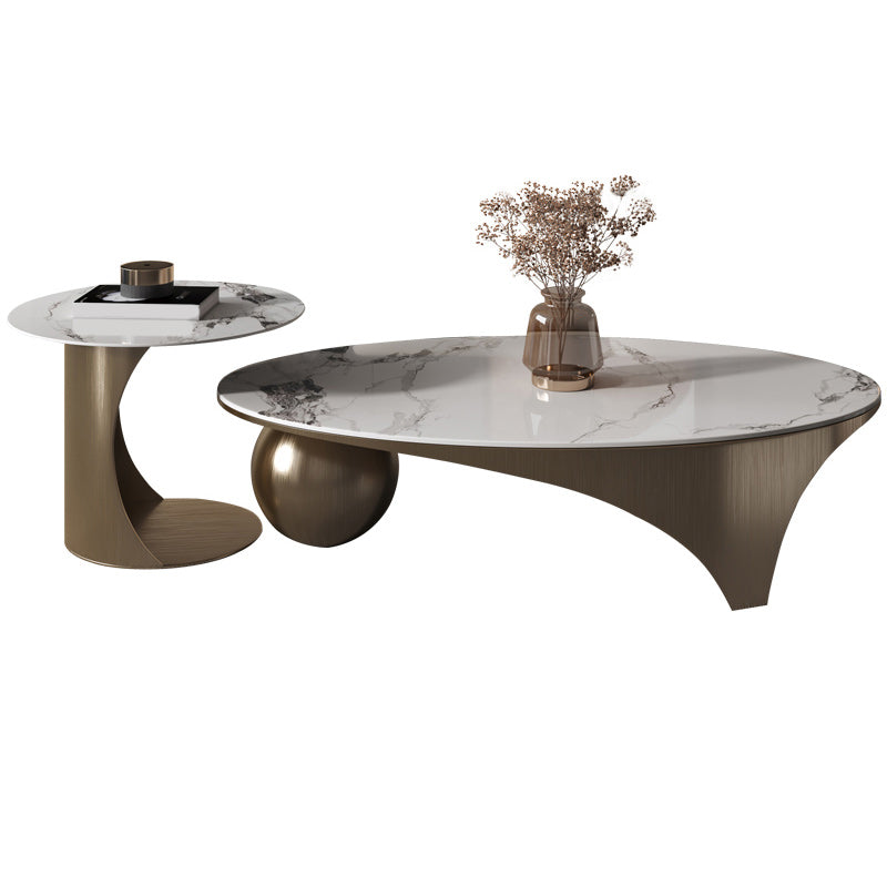 27 "breit weiße zeitgenössische Schieferglanzkaffee Cocktailtisch beenden