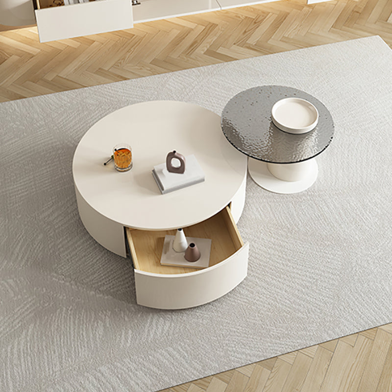 Wit eigentijdse houten ronde koffiecocktailtafel met opslag