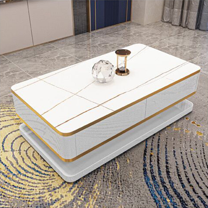 18 "H Glam enkele witte rechthoekige salontafel met opslag