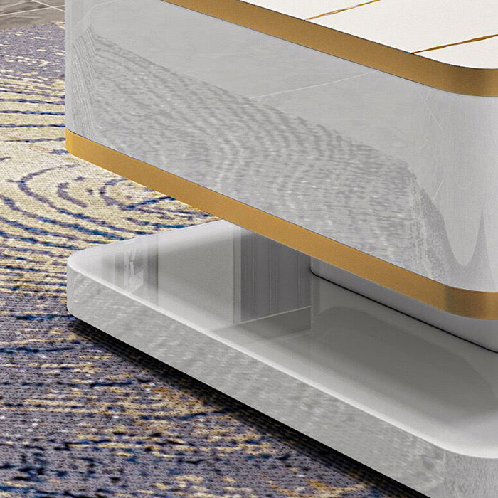 18 "H Glam enkele witte rechthoekige salontafel met opslag