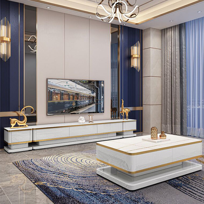 18 "H Glam enkele witte rechthoekige salontafel met opslag