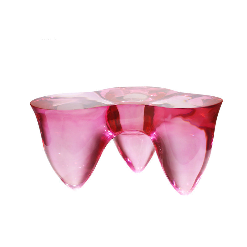 3 Legs Clear Contemporary Acrylic Single Coffee Cocktail Table 31"L x 23"W x 16"H Red Clear Clearhalo 'Coffee & Accent Tables' 'Coffee Tables' 'coffee_tables' 'furn' 'furn_coffee_tables' 'Furniture' 'Living Room Furniture' 7829171