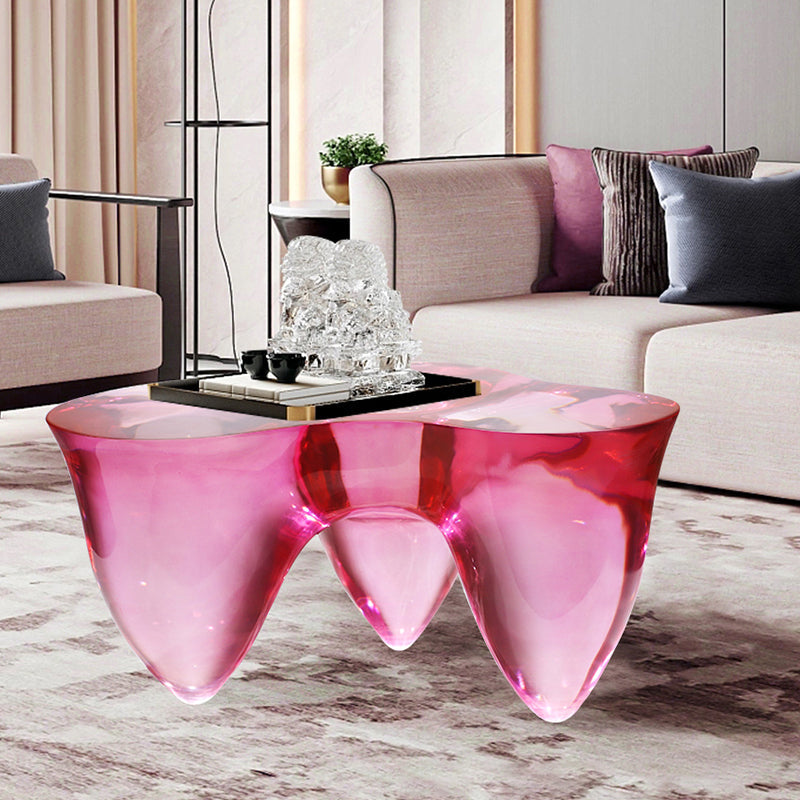 3 Legs Clear Contemporary Acrylic Single Coffee Cocktail Table Clearhalo 'Coffee & Accent Tables' 'Coffee Tables' 'coffee_tables' 'furn' 'furn_coffee_tables' 'Furniture' 'Living Room Furniture' 7829172