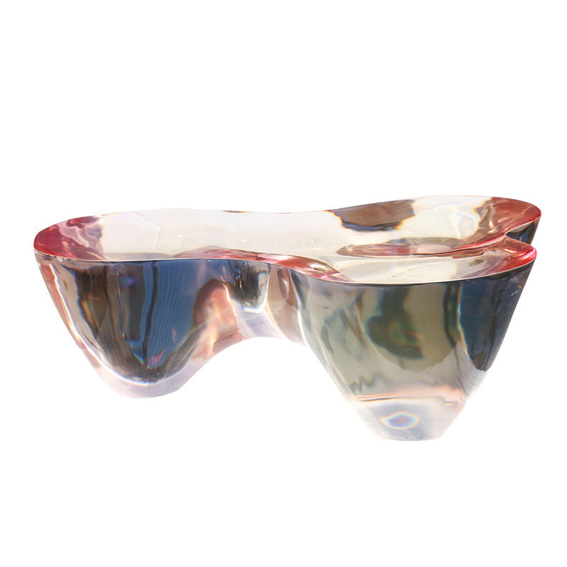 3 Legs Clear Contemporary Acrylic Single Coffee Cocktail Table 41"L x 31"W x 15"H Red Clear Clearhalo 'Coffee & Accent Tables' 'Coffee Tables' 'coffee_tables' 'furn' 'furn_coffee_tables' 'Furniture' 'Living Room Furniture' 7829179