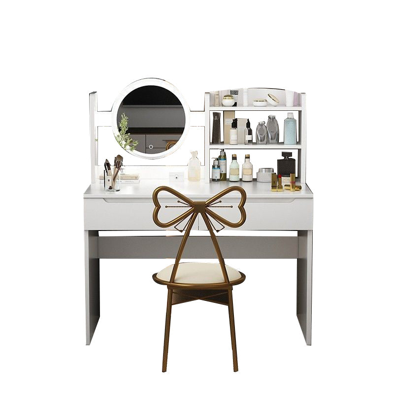 Moderne en bois avec une chambre de maquillage miroir éclairé de chambre à coucher