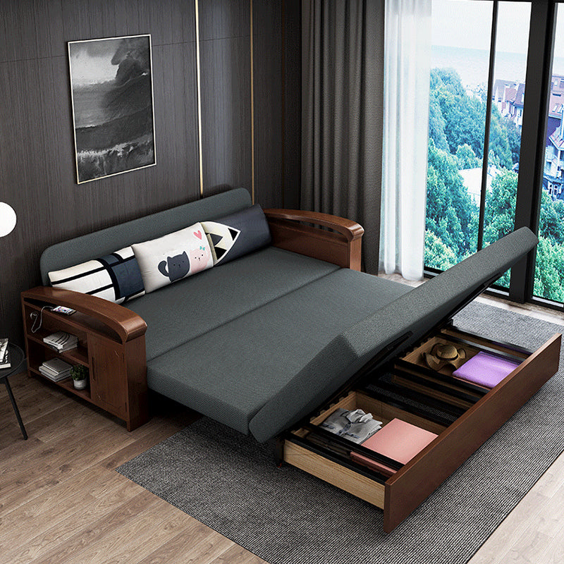 Da 30,7 "di divano futon largo con lino grigio pieghevole scandinavo