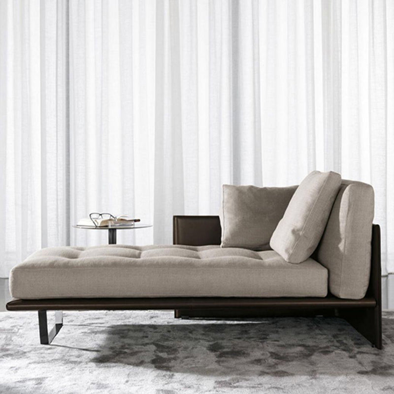 Wood and Leather Frame Cushioned Chaise Lounge Couch - 66.9" W Cotton Blend Right-Arm Chaise Clearhalo 'Chairs & Seating' 'Chaise Lounge' 'chaise_lounge' 'furn' 'furn_chaise_lounge' 'Furniture' 'Living Room Furniture' 7829321
