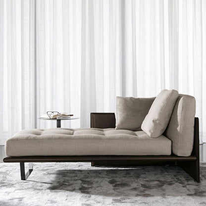 Wood and Leather Frame Cushioned Chaise Lounge Couch - 66.9" W Cotton Blend Right-Arm Chaise Clearhalo 'Chairs & Seating' 'Chaise Lounge' 'chaise_lounge' 'furn' 'furn_chaise_lounge' 'Furniture' 'Living Room Furniture' 7829321