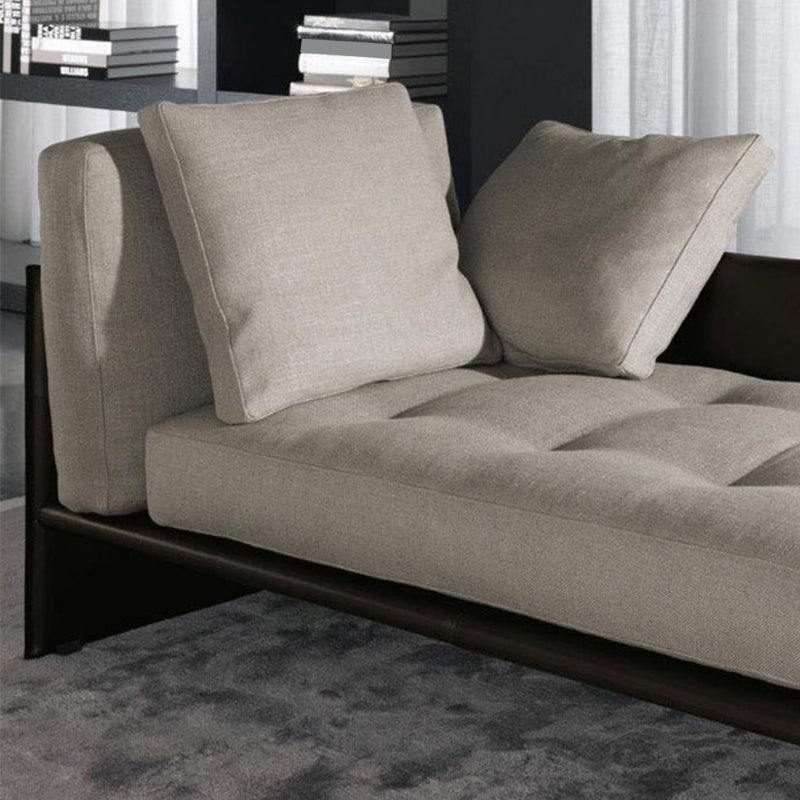 Wood and Leather Frame Cushioned Chaise Lounge Couch - 66.9" W Clearhalo 'Chairs & Seating' 'Chaise Lounge' 'chaise_lounge' 'furn' 'furn_chaise_lounge' 'Furniture' 'Living Room Furniture' 7829326