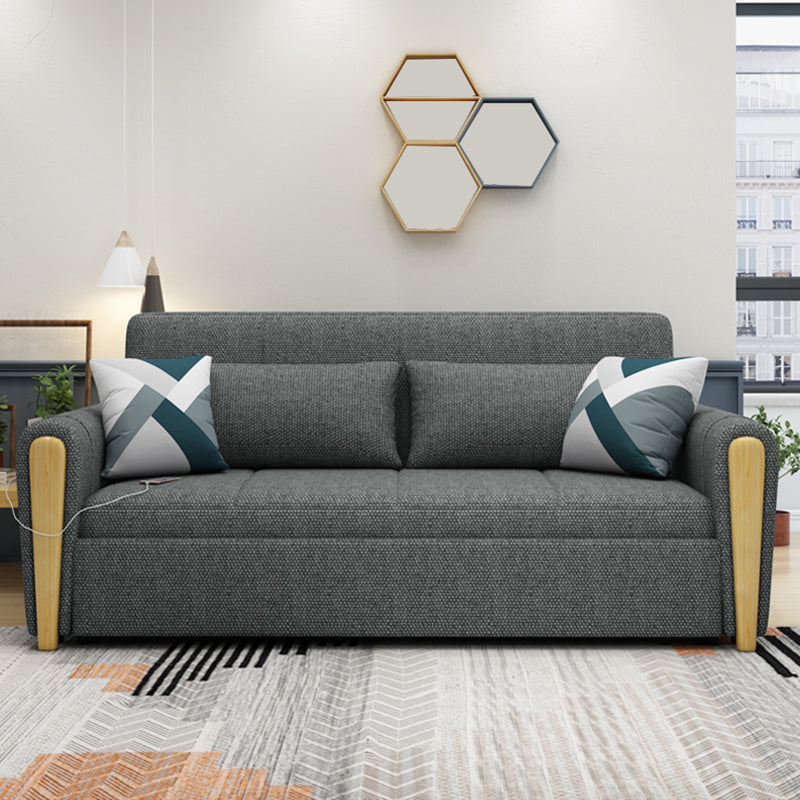 Da 30,7 "divano futon largo con archiviazione in lino pieghevole scandinavo