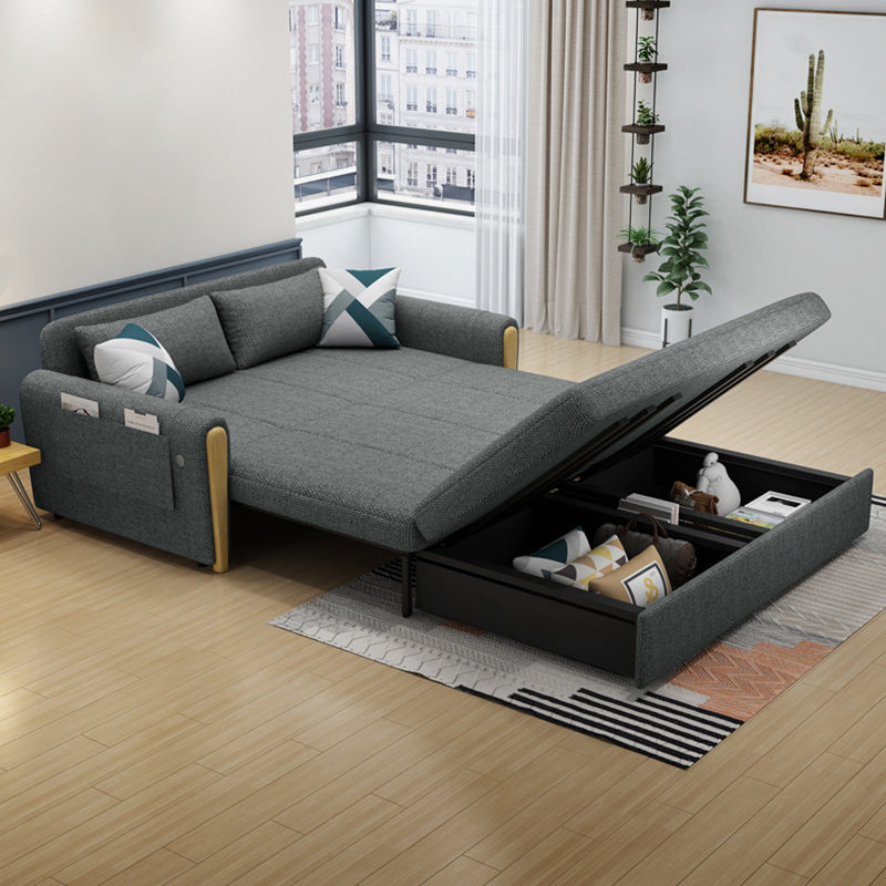 Da 30,7 "divano futon largo con archiviazione in lino pieghevole scandinavo