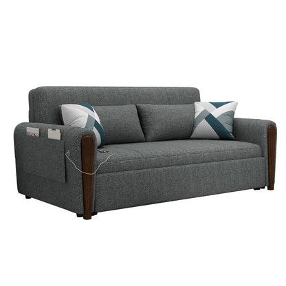 Da 30,7 "divano futon largo con archiviazione in lino pieghevole scandinavo