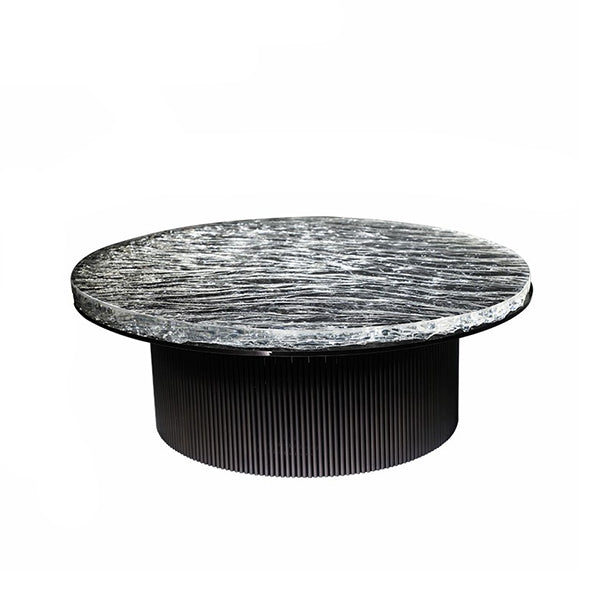 Heldere glam metalen enkele ronde voetstuk koffiecocktailtafel