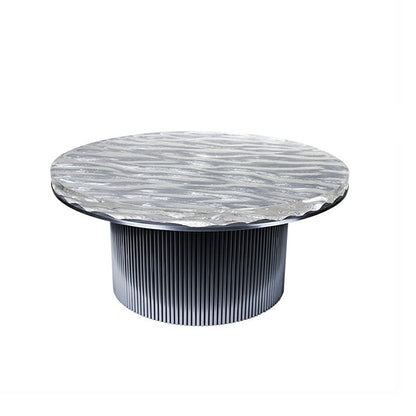 Heldere glam metalen enkele ronde voetstuk koffiecocktailtafel