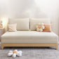 37.4" Wide Futon Sofa Bed with Upholstered Foldable Wood Contemporary Beige