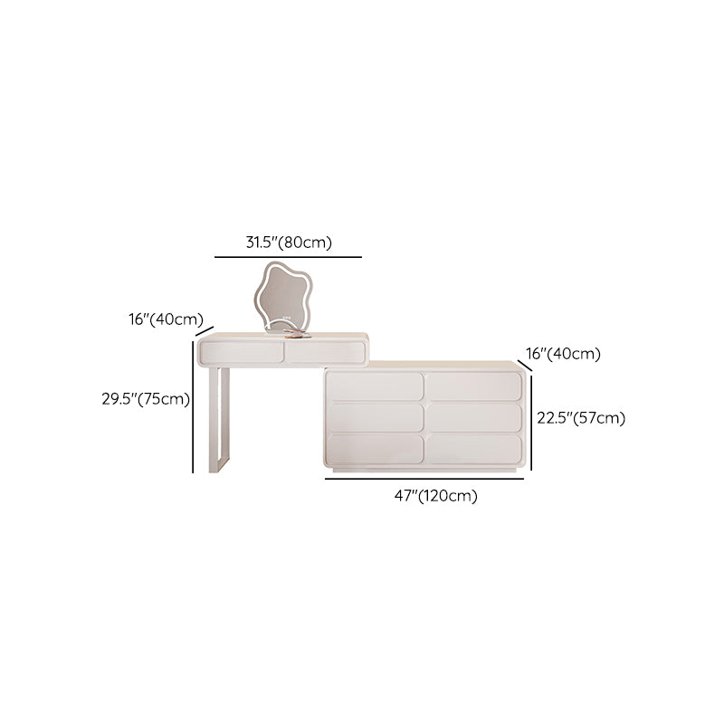 Moderne avec un tiroir en bois à chambre éclairée de maquillage miroir