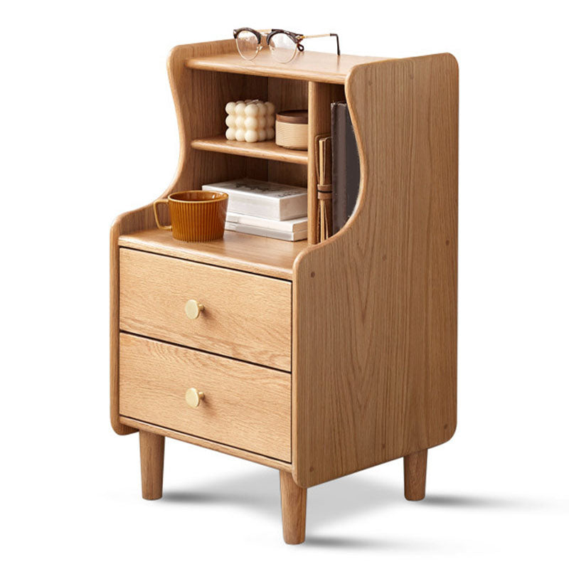 Modern Style Wooden Bedside Cabinet Open Storage for Bedroom