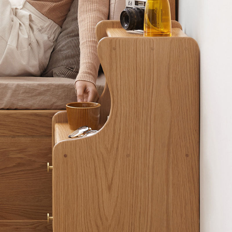 Modern Style Wooden Bedside Cabinet Open Storage for Bedroom