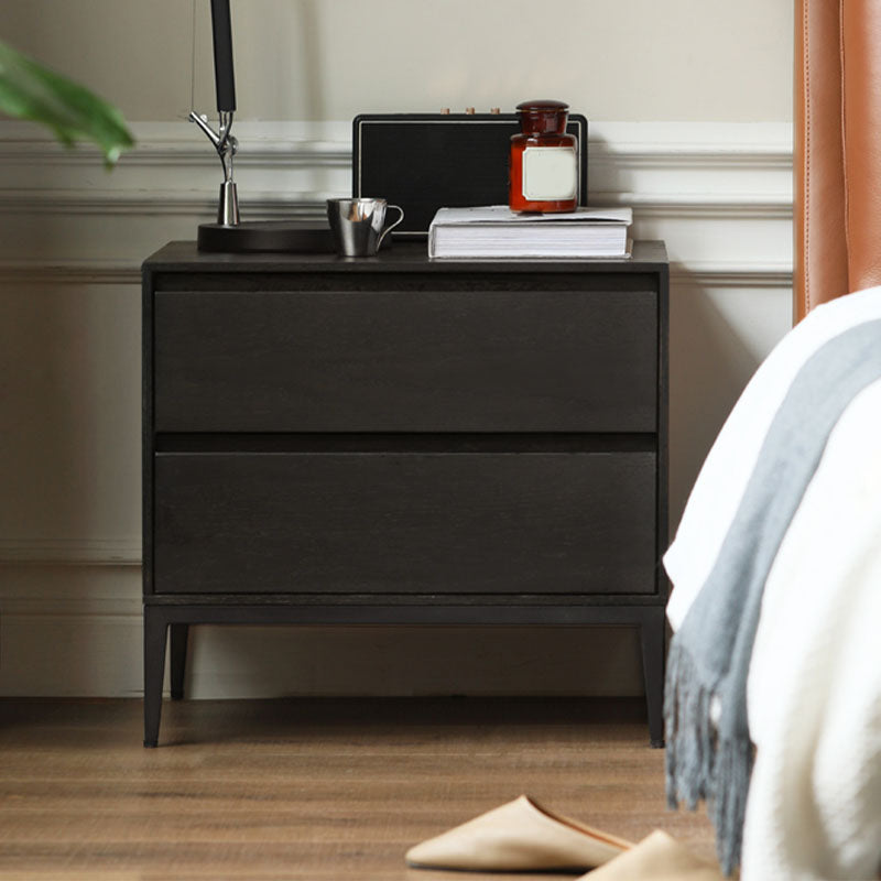 Mid Century Modern Wooden Nightstand with 2 Drawers for Bedroom