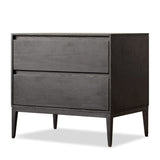 Mid Century Modern Wooden Nightstand with 2 Drawers for Bedroom