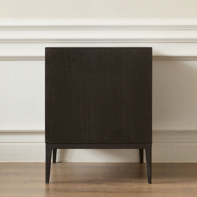 Mid Century Modern Wooden Nightstand with 2 Drawers for Bedroom