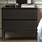 Mid Century Modern Wooden Nightstand with 2 Drawers for Bedroom