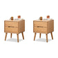 Scandinavian Wooden Bedside Cabinet with 2 Drawer for Bedroom