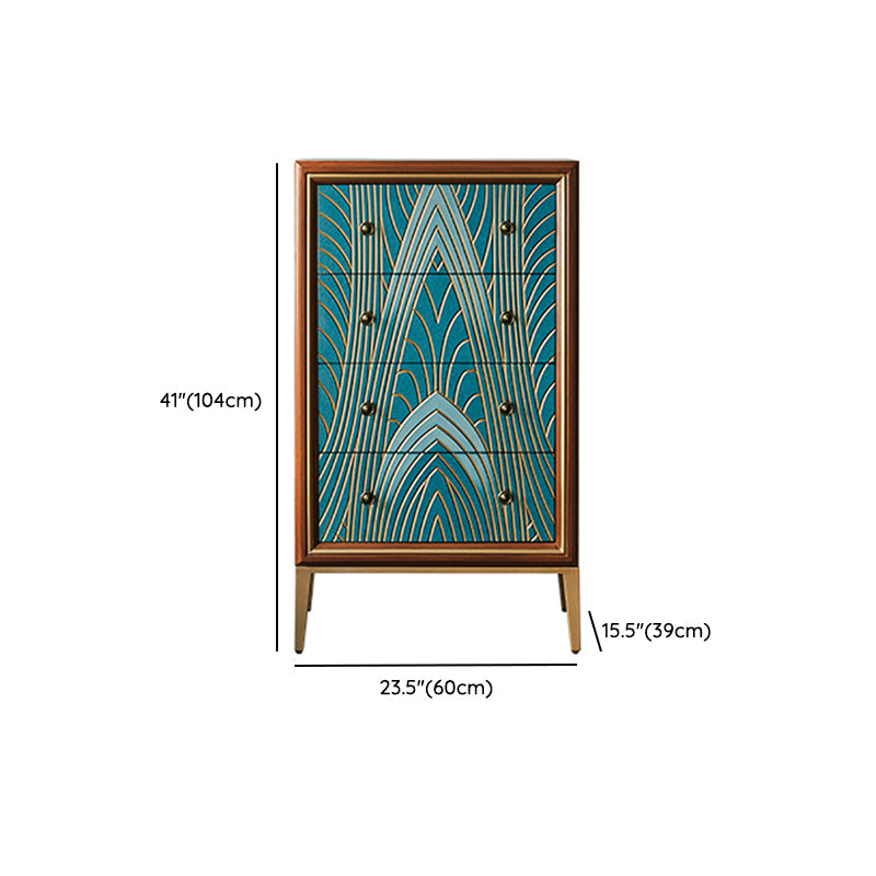 Cassa in legno di stoccaggio in stile glam con cassetti a chiusura morbida per la casa