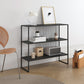 Contemporary Iron Console Accent Table with Shelves for Hall 35"L x 12.5"W x 31"H Gloss Black Clearhalo 'Console Tables' 'console_tables' 'Entry & Mudroom Furniture' 'furn' 'furn_console_tables' 'Furniture' 7829766