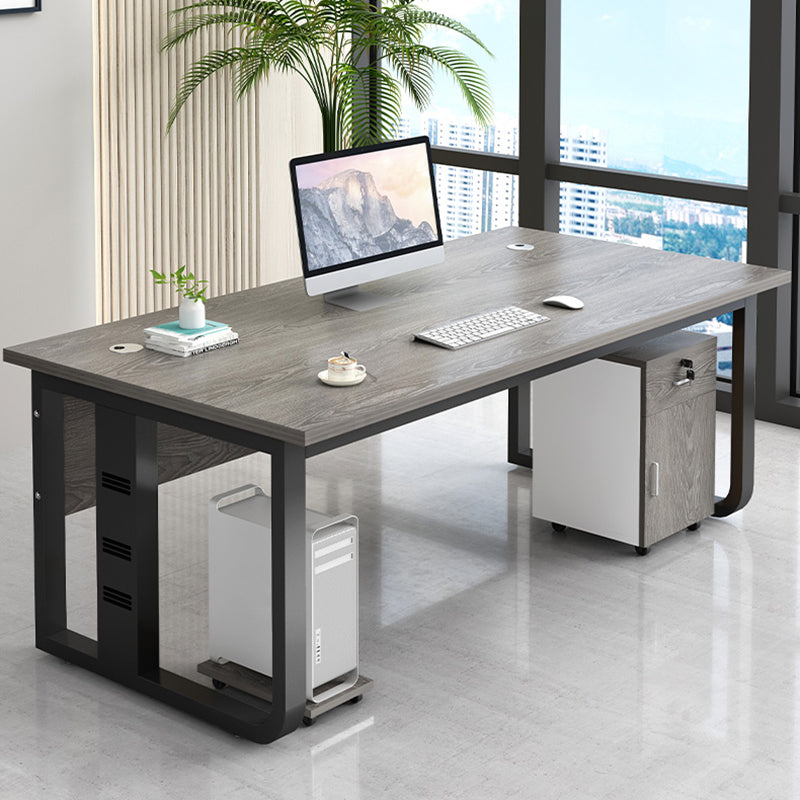 Madera de mesa de escritura de oficina rectangular con 2 patas en gris/marrón